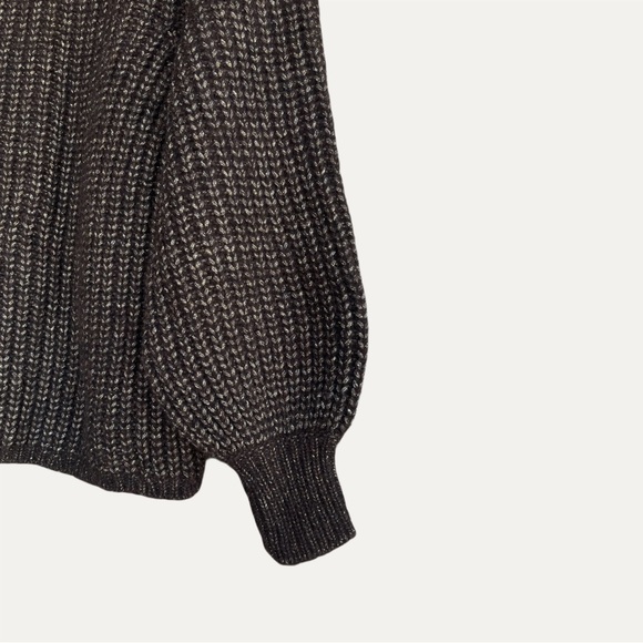 SEZANE Dark Brown & Gold Metallic Alpaca Wool Knit Sweater Oversized Jazz Jumper - Picture 7 of 13